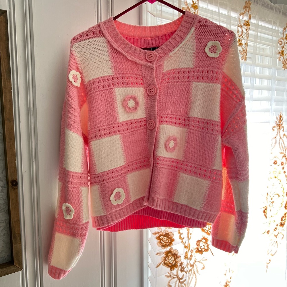 Forever 21 Floral Plaid Cardigan